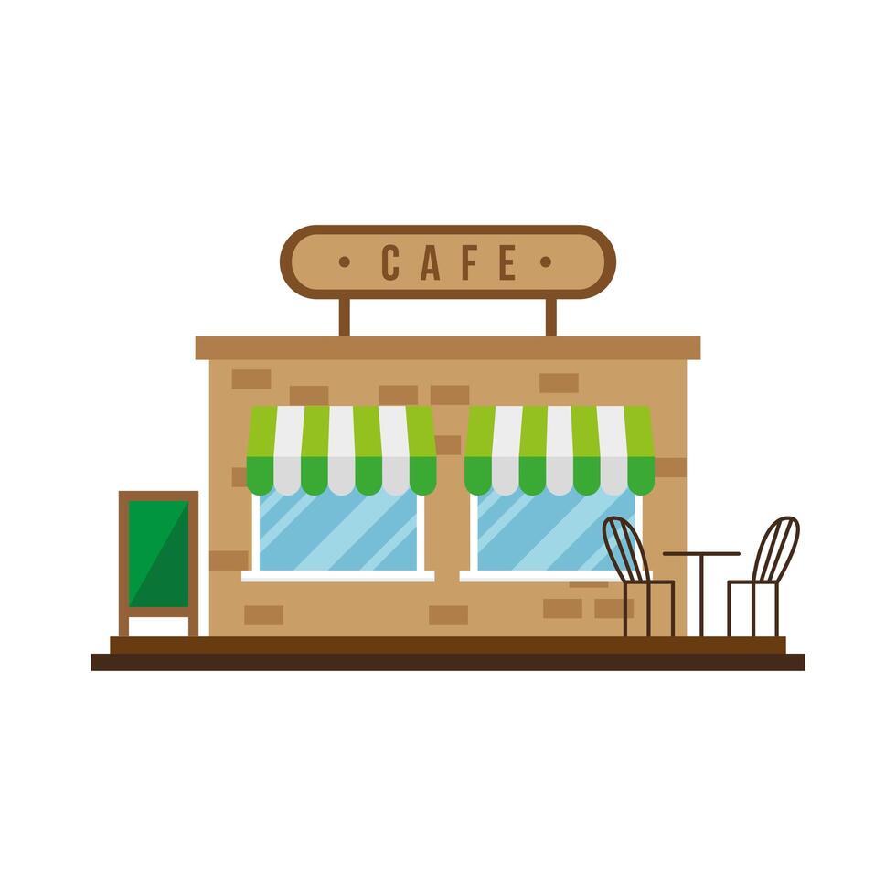 little coffee store building facade vector