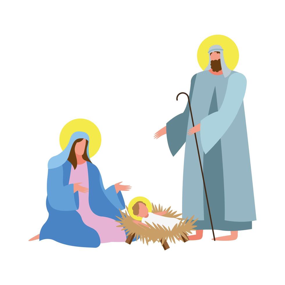 holy family in manger vector