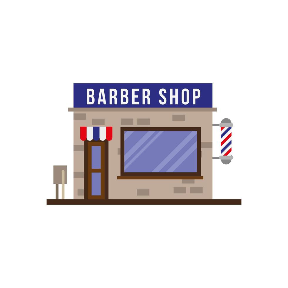 little barbaer shop store building facade scene vector
