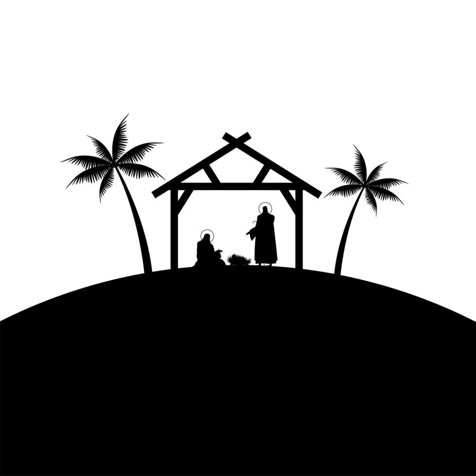 holy family in manger vector