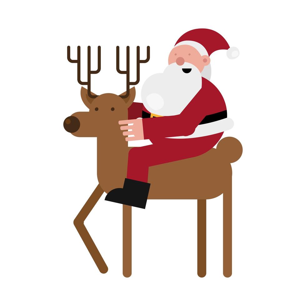 christmas santa claus on reindeer character vector