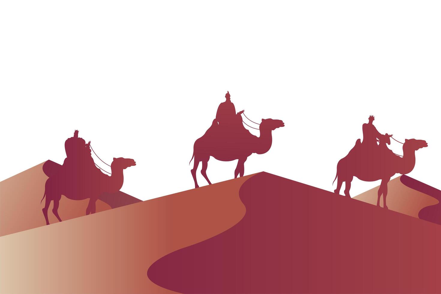 reyes magos en camellos vector