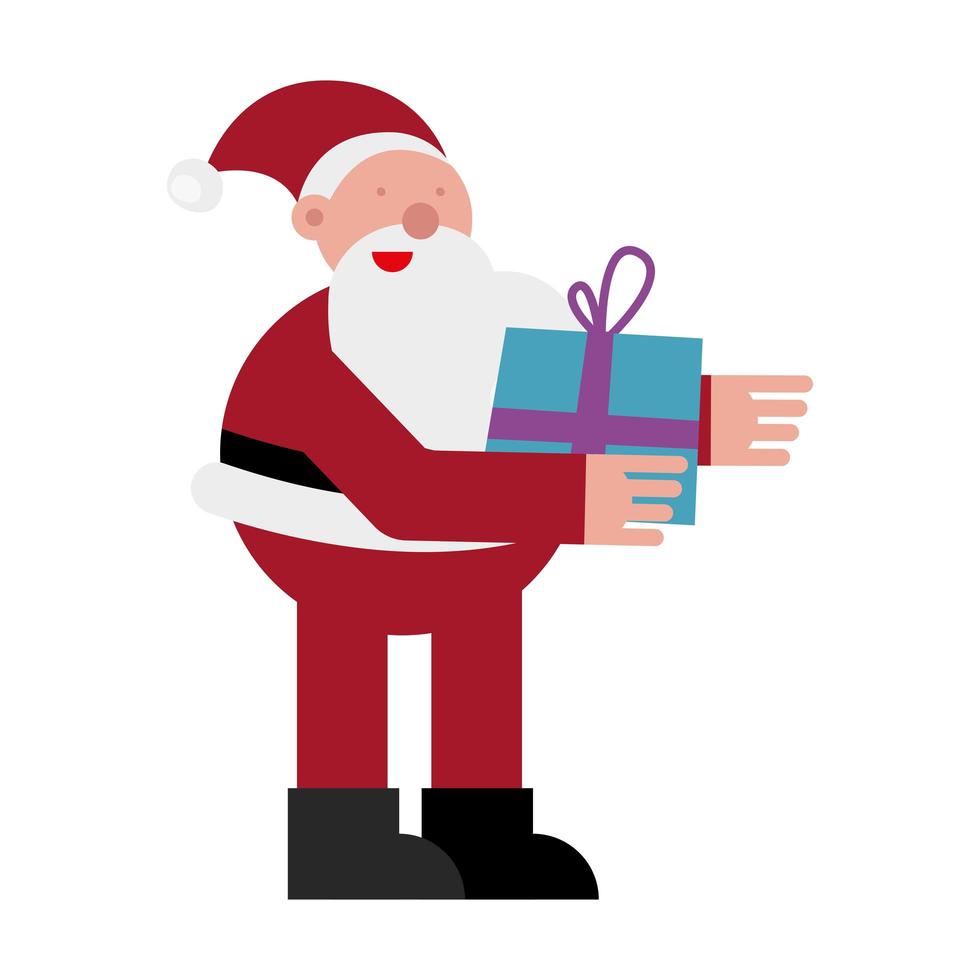 christmas santa claus lifting gift present vector