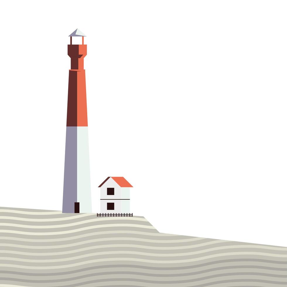 lighthouse tower and house on the beach vector