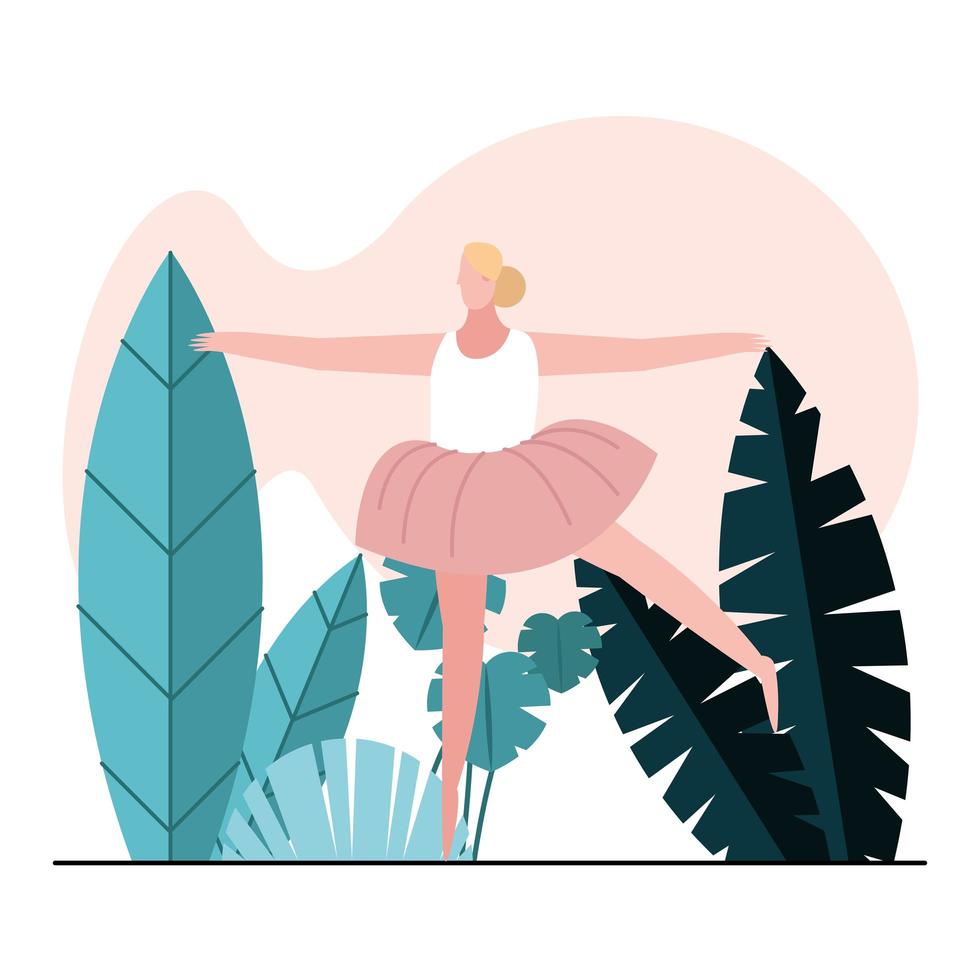 young woman practicing ballet in park vector