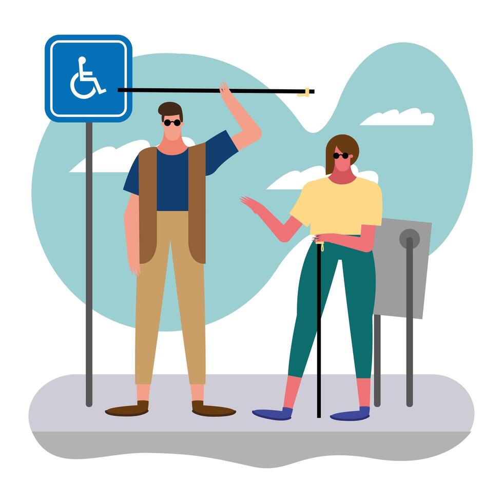 blind couple in the street vector