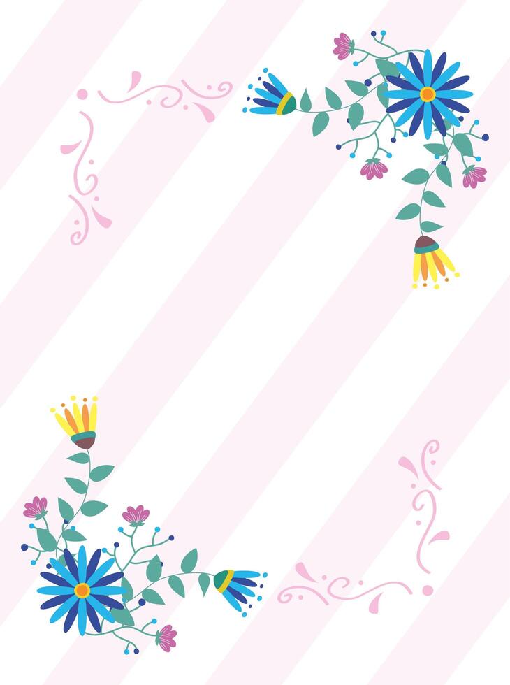 flowers and leaves decorative frame vector