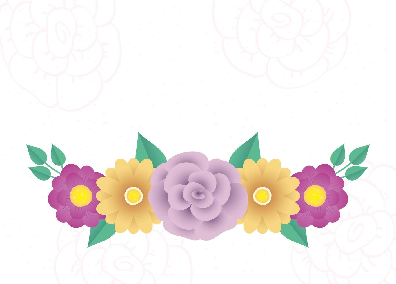 flowers and leaves decorative frame vector