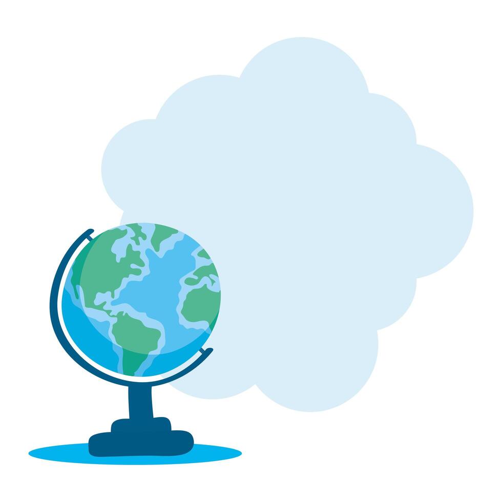 school globe and blue cloud vector