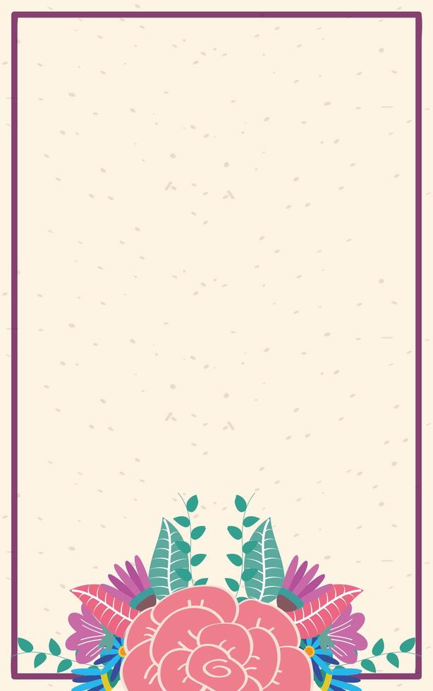flowers and leaves decorative square frame vector