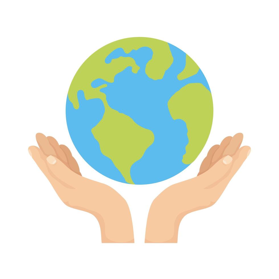 hands lifting earth vector