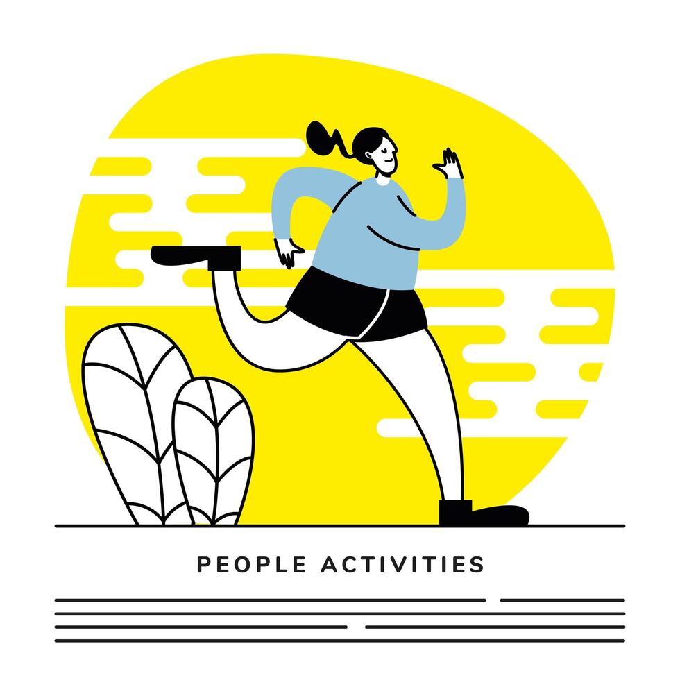 woman running in park vector