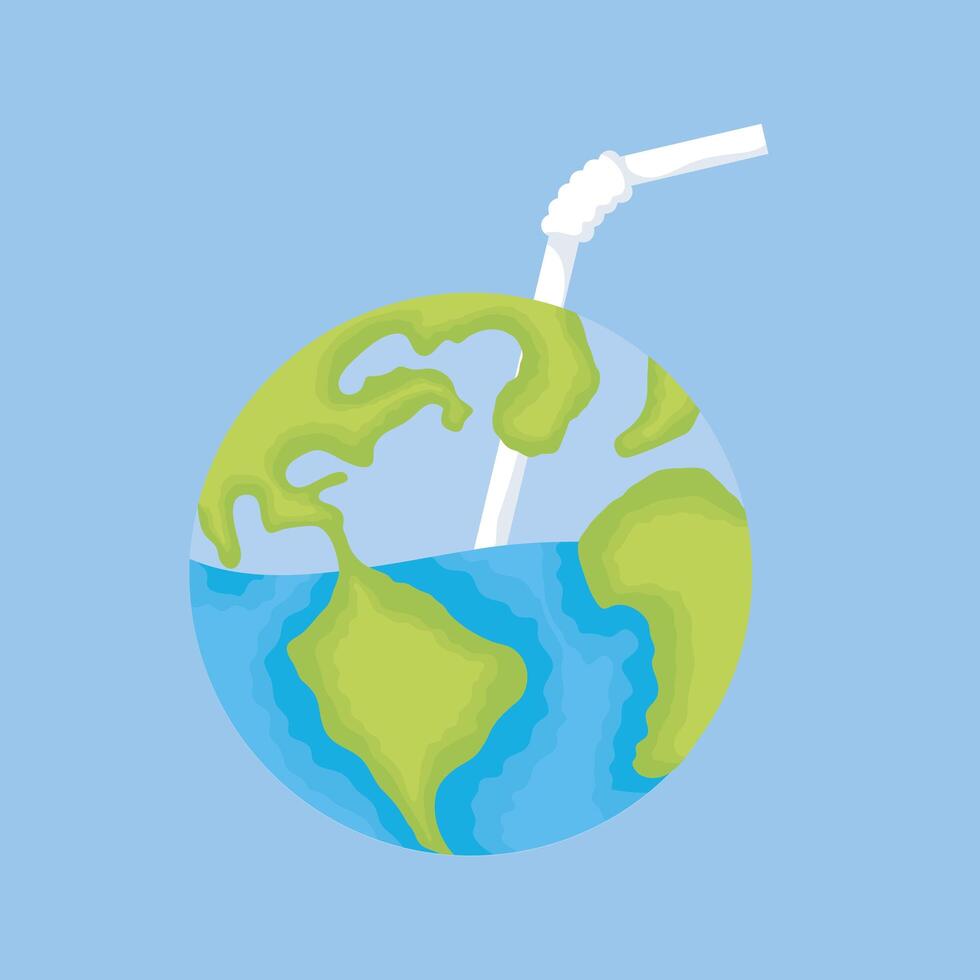 earth planet with water and straw vector