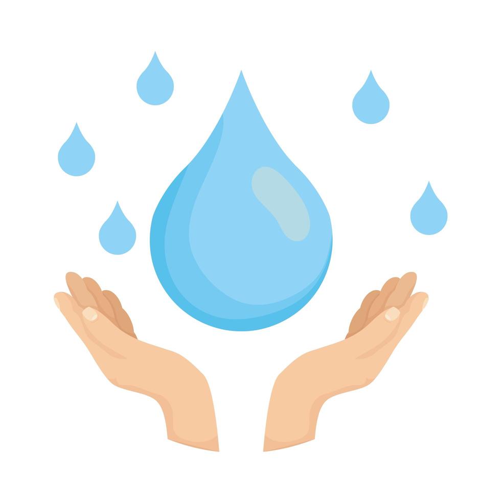 hand with water day ecology celebration vector