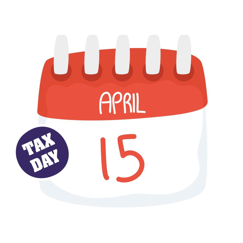 Tax day 15 april calendar with seal stamp vector design