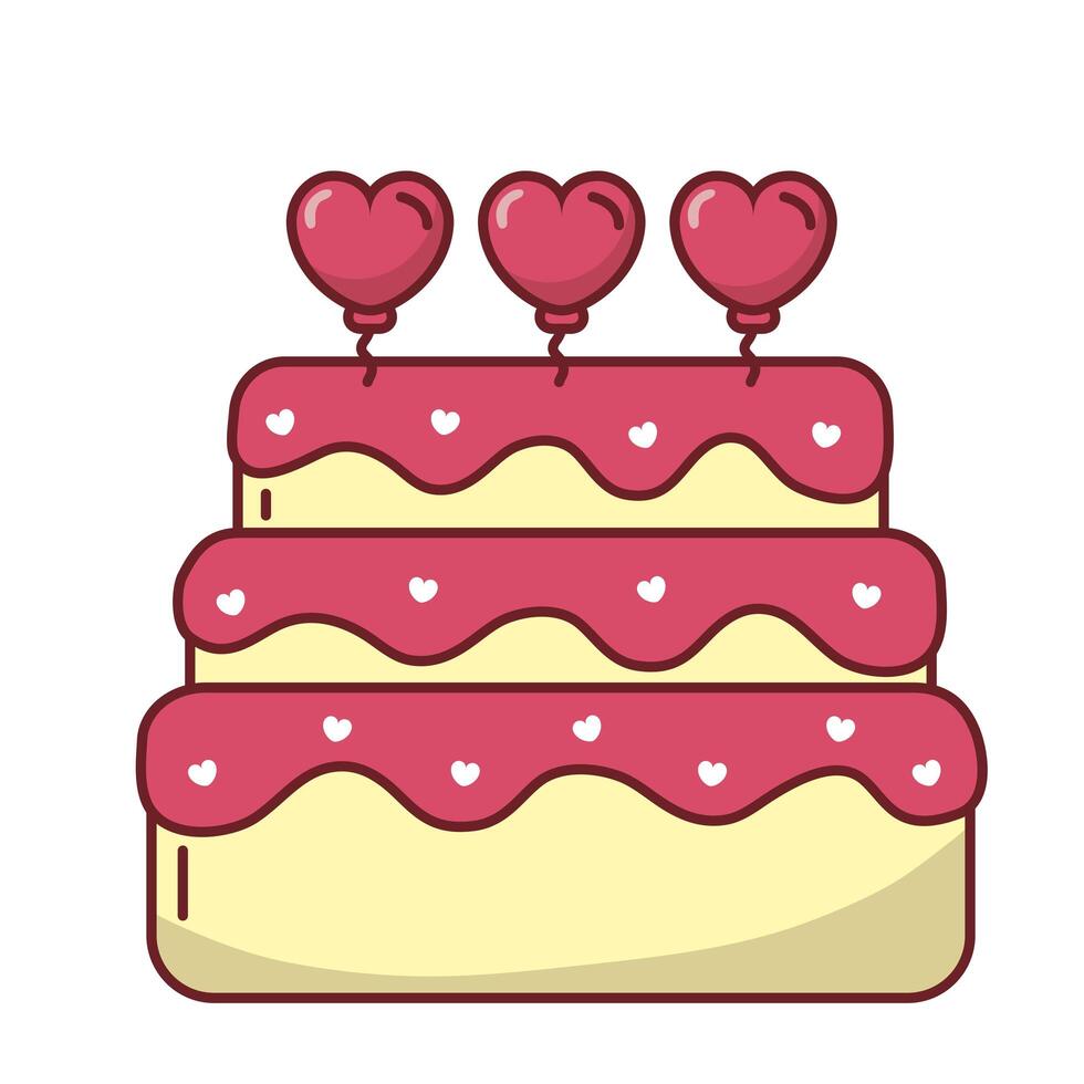 Love hearts cake design vector