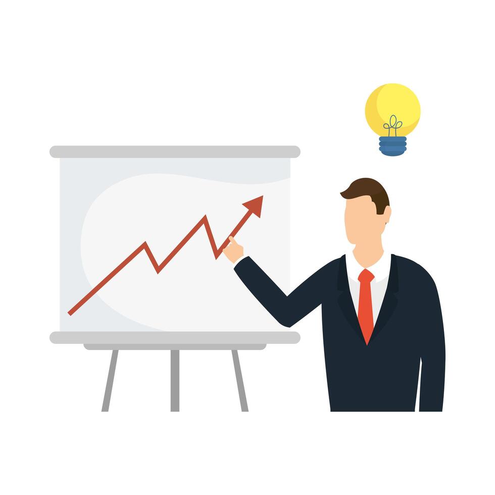 Businessman avatar with board vector design