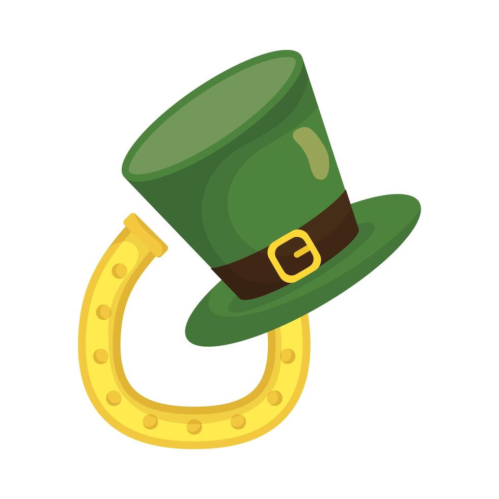 Saint patrick's day horseshoe with hat design vector