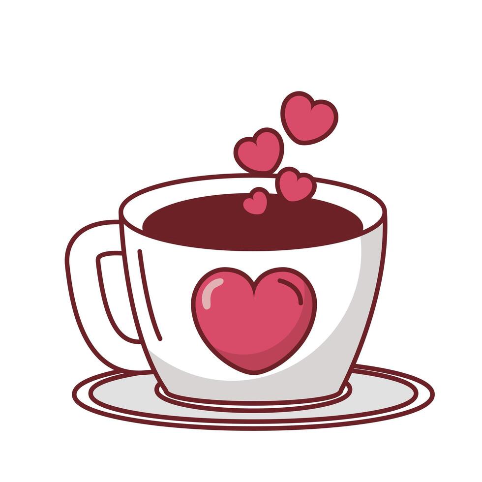 Love heart on coffee cup vector design