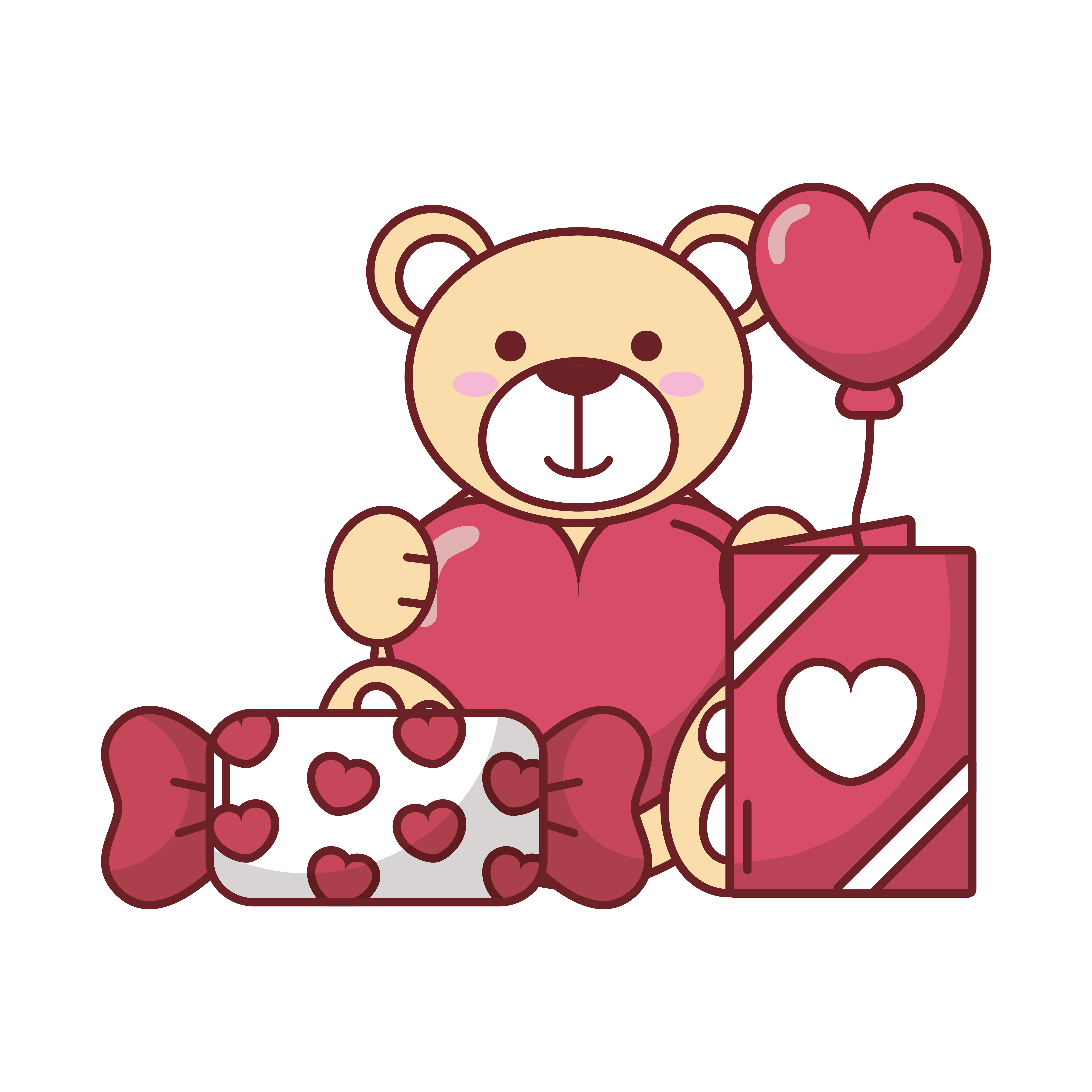 Teddy bear with card, candy and heart balloon vector design 1870640