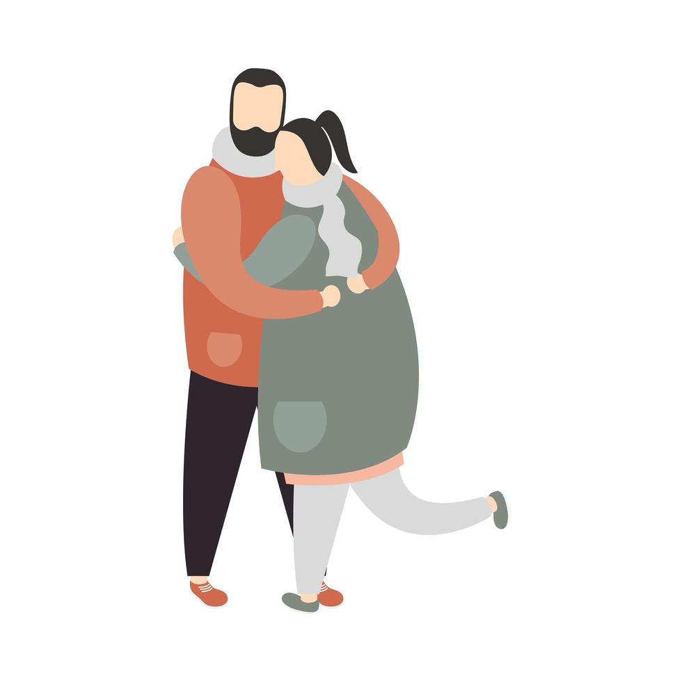 Couple of woman and man embracing vector design