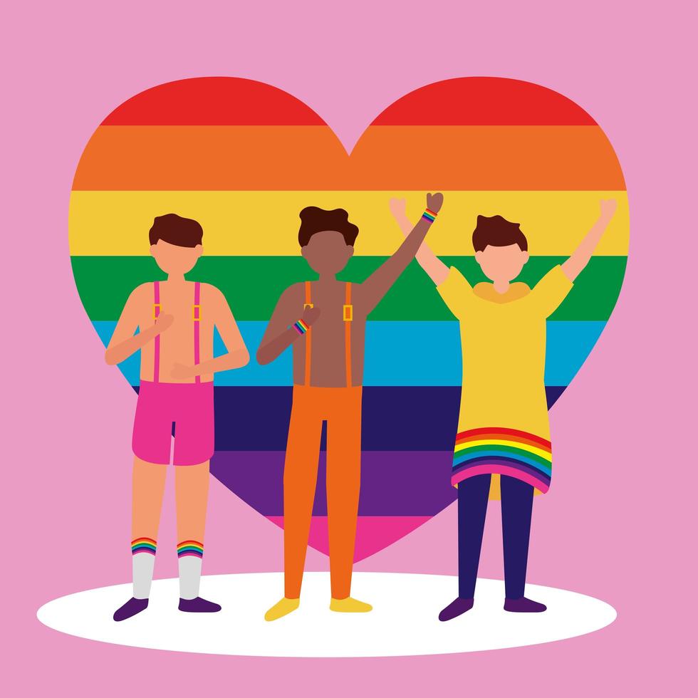 Men supporting LGTBIQ march design vector