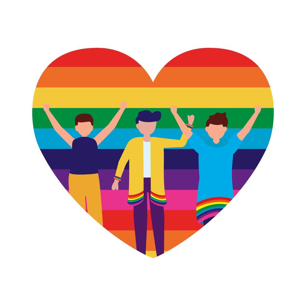 Men supporting LGTBIQ march design vector