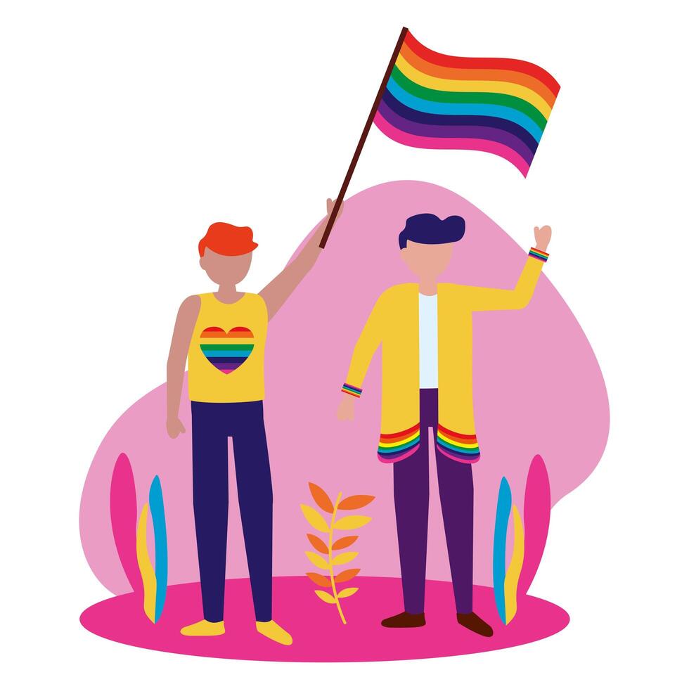 Men supporting LGTBIQ march design vector