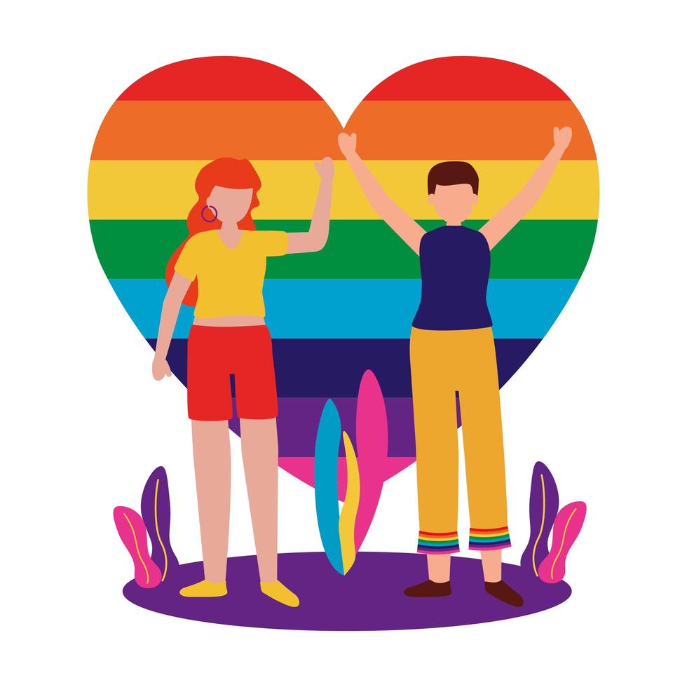 Woman and man supporting lgtbiq march design vector