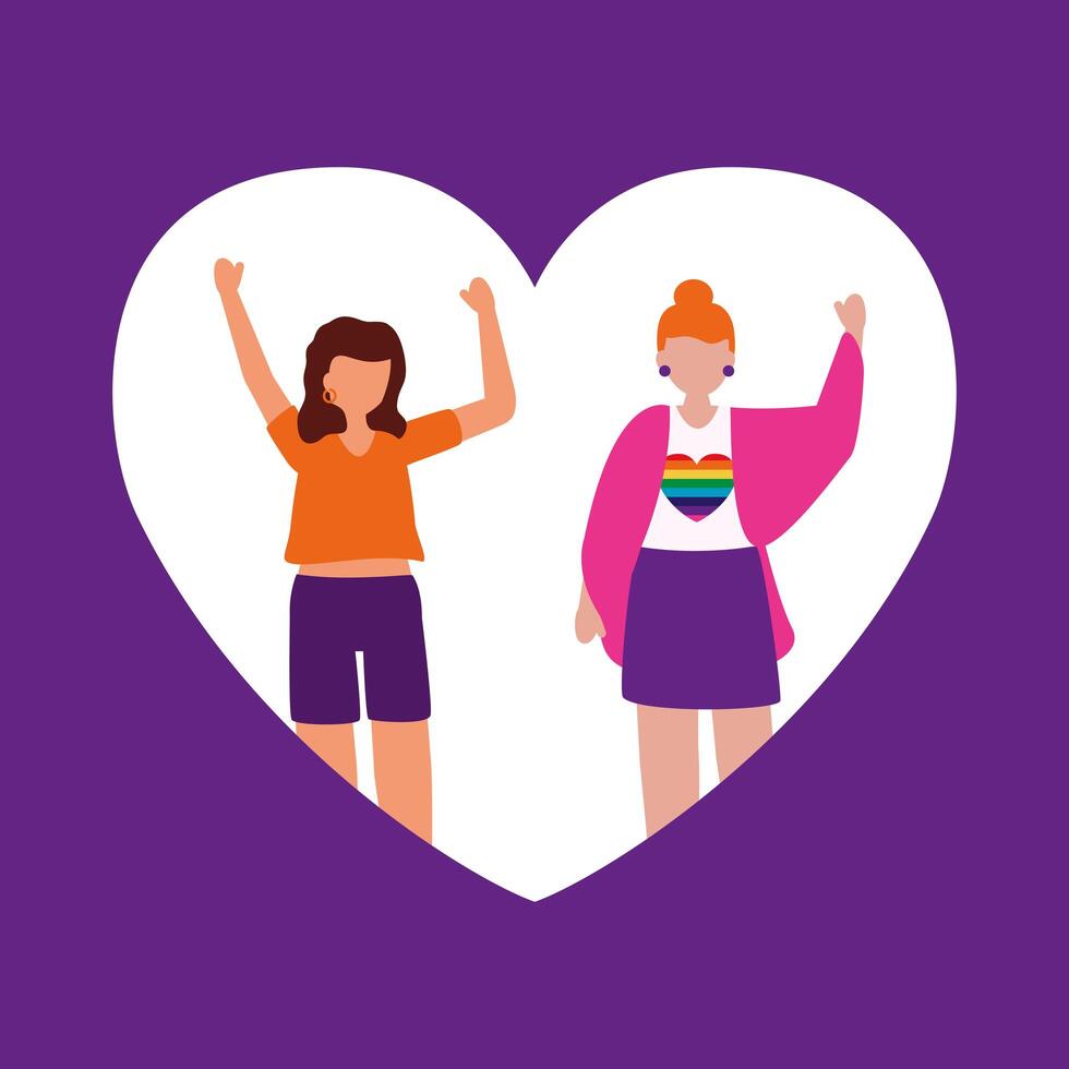 Women supporting LGTBIQ march design vector