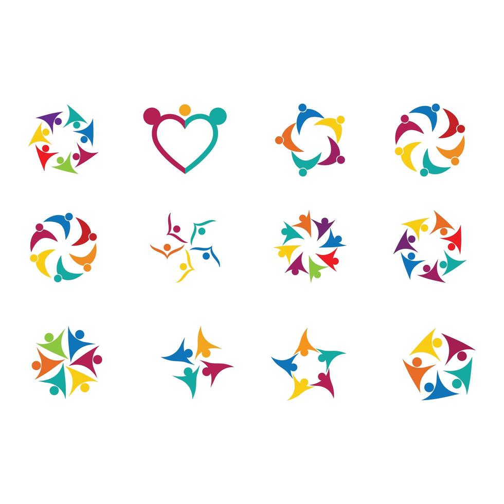 Community people icon set vector