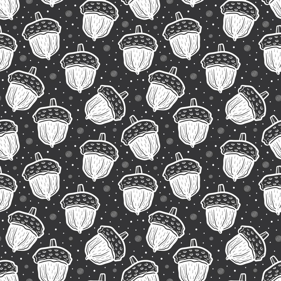 White colored acorns. Seamless pattern texture background. Plant forest nature. Line art. vector