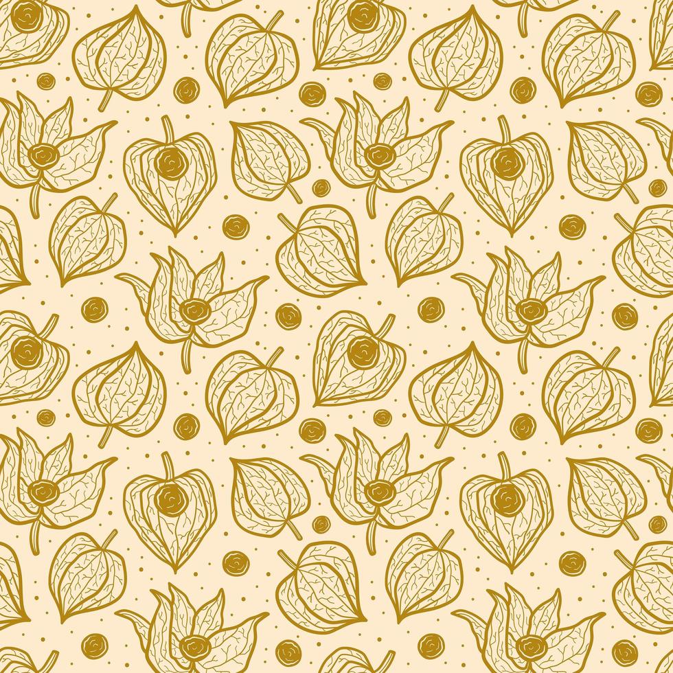 Physalis winter cherry seamless pattern texture background. vector