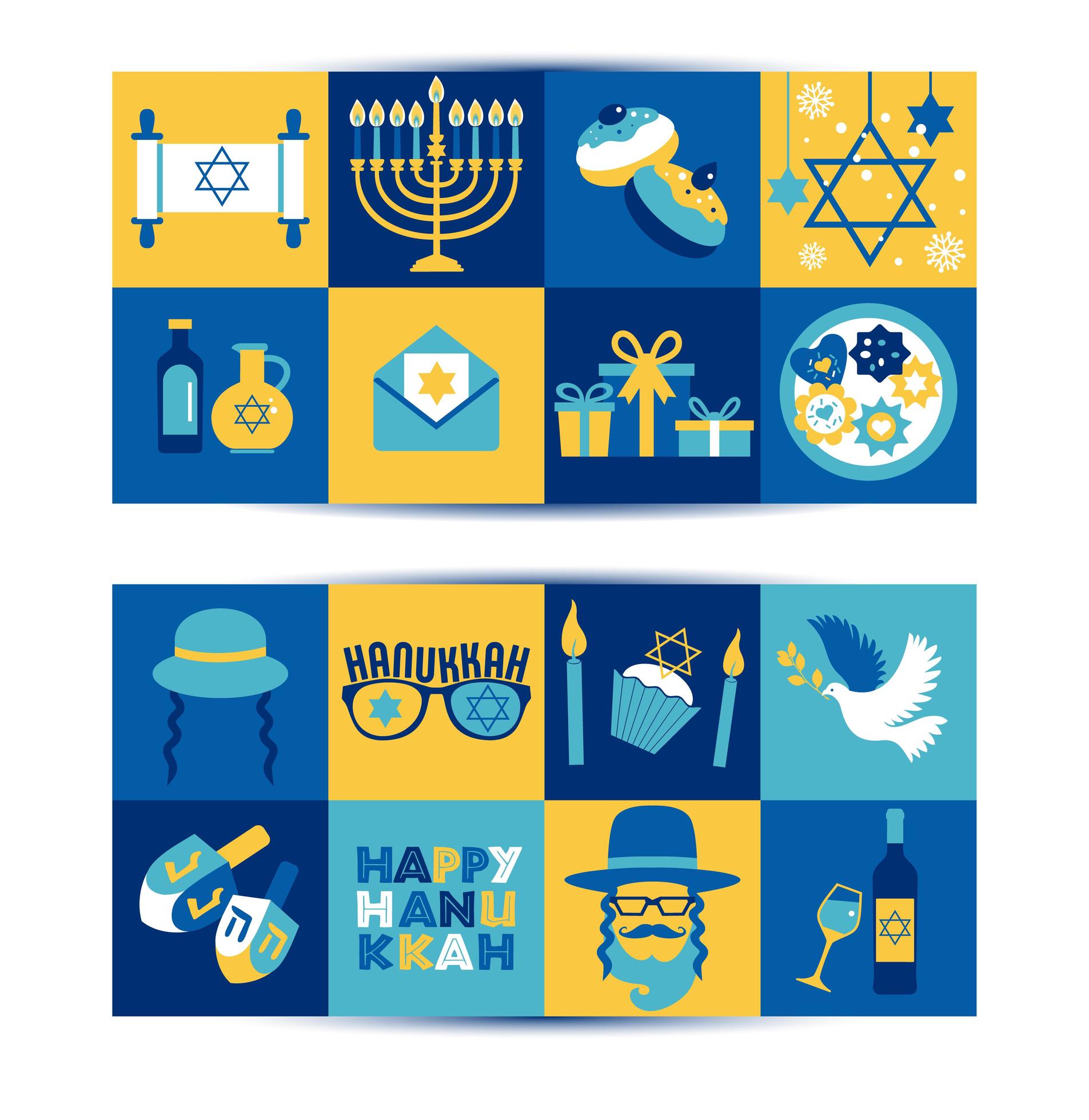 Jewish holiday Hanukkah greeting banners set 1870718 Vector Art at Vecteezy