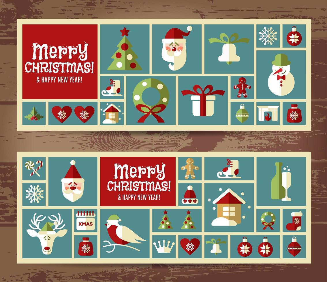 Christmas illustration. Vector set of icons.