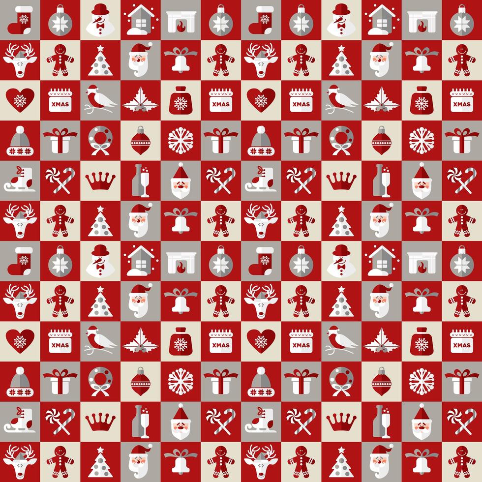 Christmas design icons set. Vector background. Seamless pattern of christmas decoration.