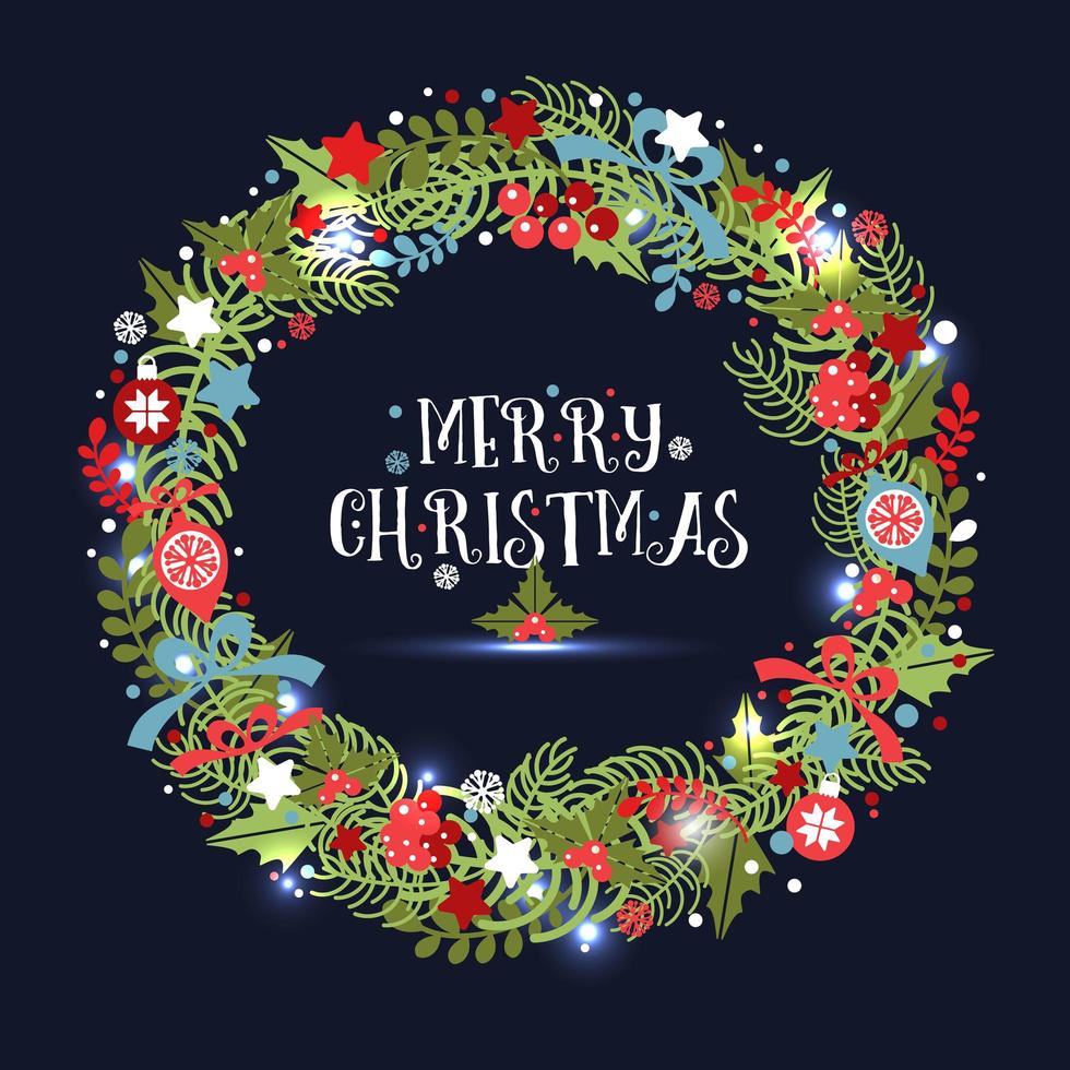 Christmas wreath. Holiday vector background.