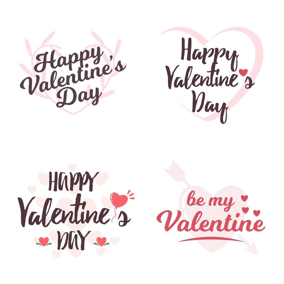 Valentine's day lettering icon set vector