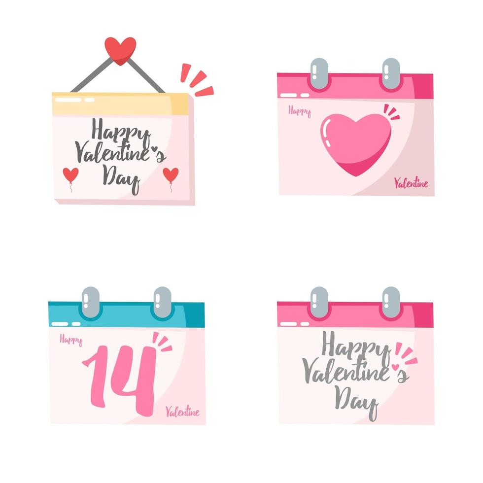 conjunto de iconos de calendario del día de san valentín vector