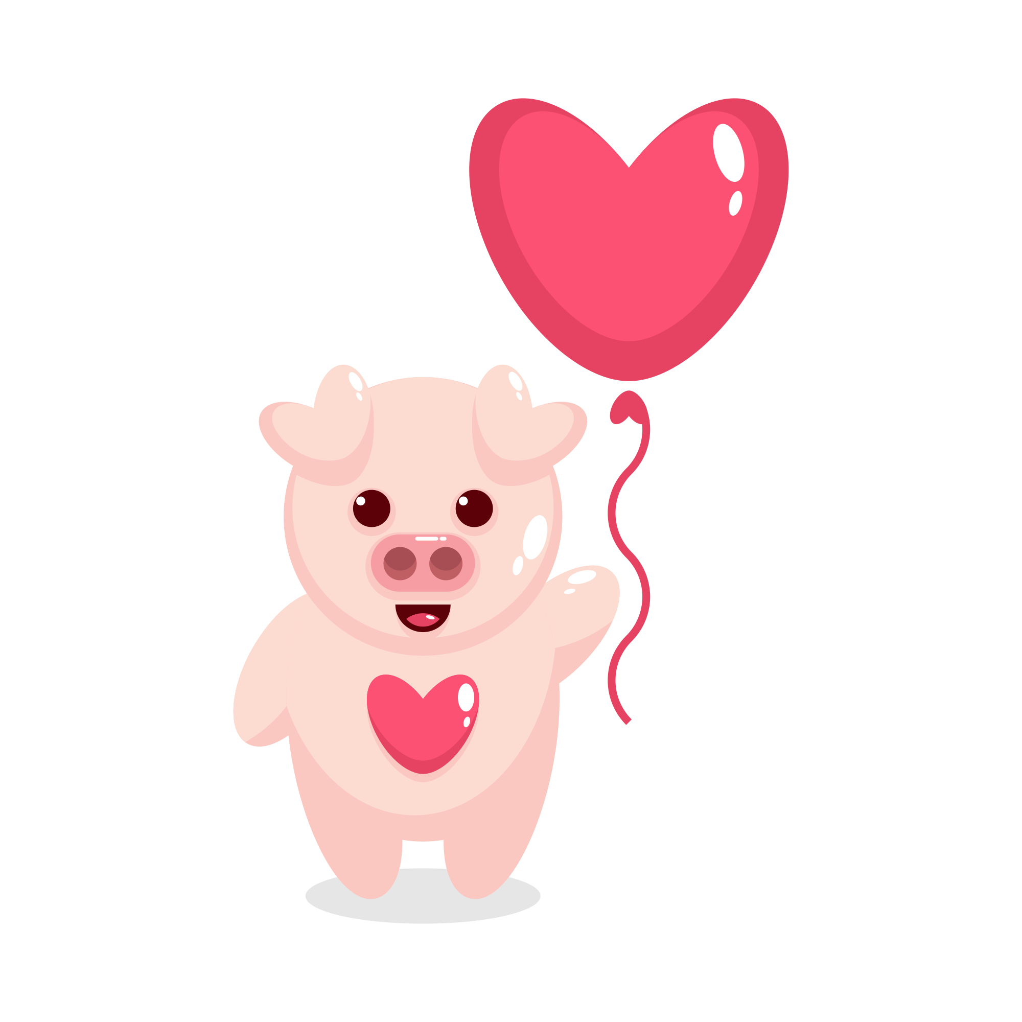 Cute pig holding a heart shaped balloon 1870838 Vector Art at Vecteezy
