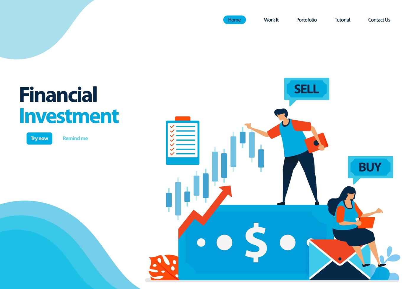 Plantilla de página de destino de inversión financiera en acciones y bonos. ahorros a fondos mutuos y depósitos a altos intereses para aumentar el capital. ilustración para ui ux, sitio web, web, aplicaciones móviles, folleto vector