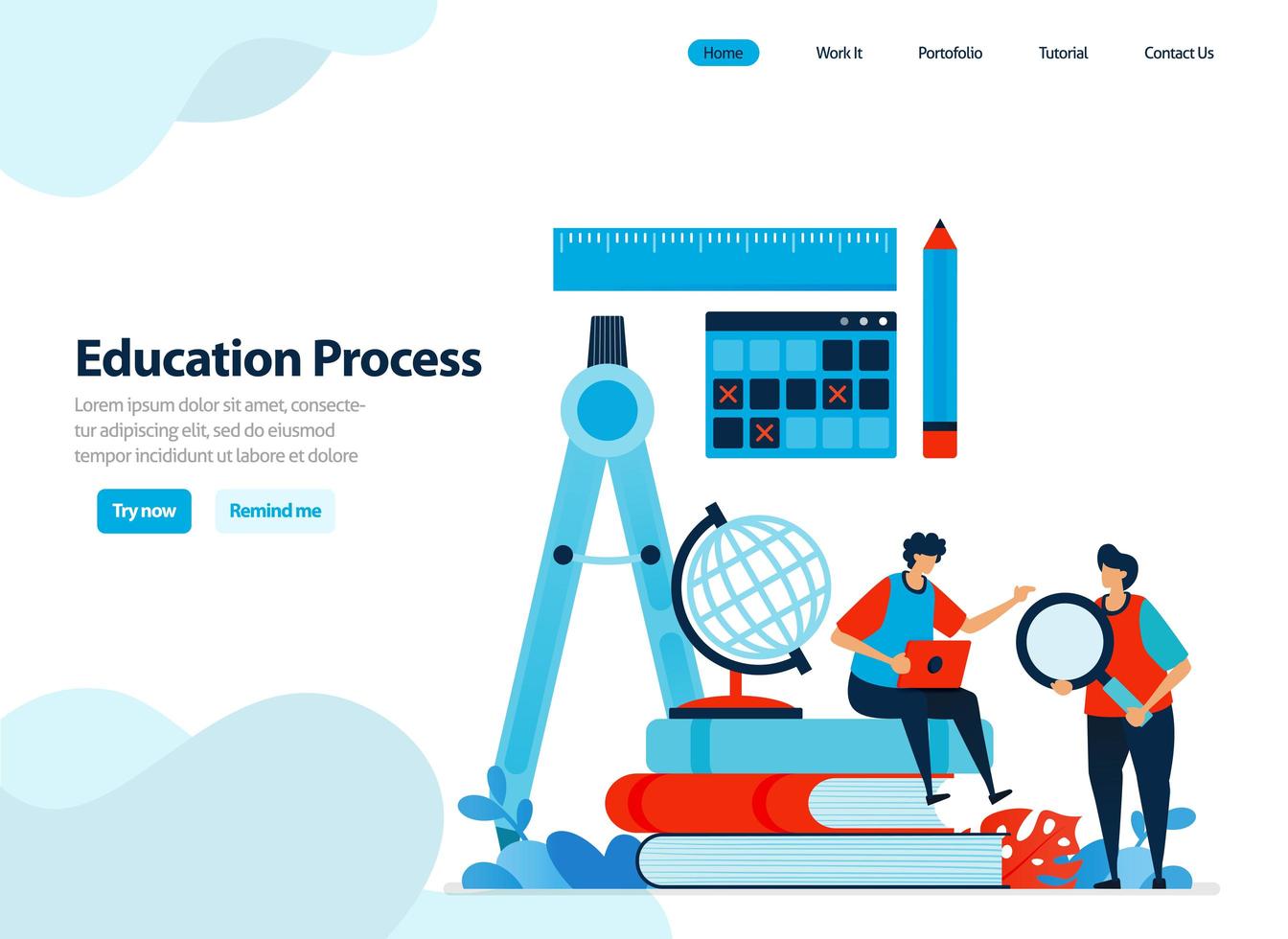 website design of educational process and modern learning. understand abilities and capacities of students. Flat illustration for landing page template, ui ux, website, mobile app, flyer, brochure vector