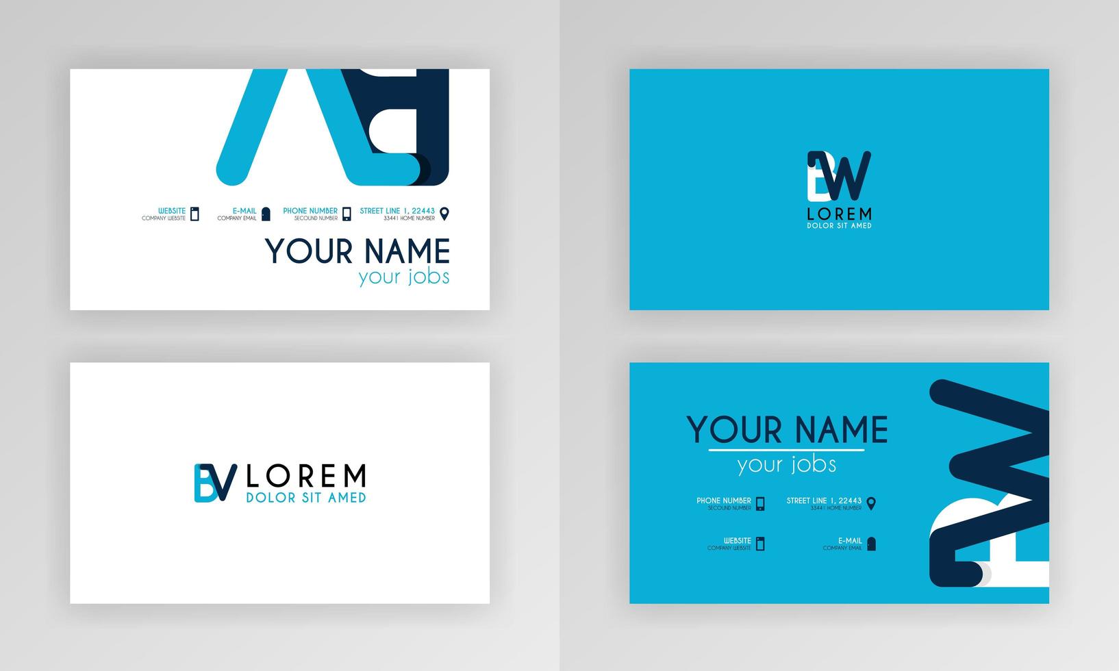 Blue Business Card Template. Simple Identity Card Design With Alphabet Logo And Slash Accent Decoration. For Corporate, Company, Professional, Business, Advertising, Public Relations, Brochure, Poster vector