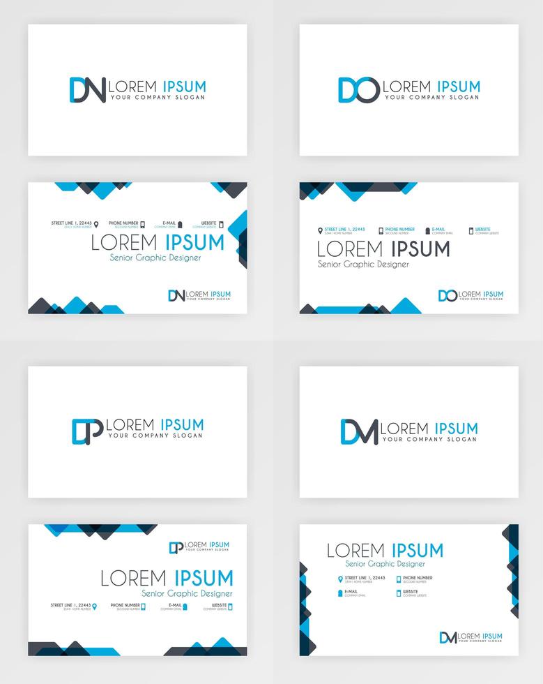 Blue Business Card Template. Simple Identity Card Design With Alphabet Logo And Slash Accent Decoration. For Corporate, Company, Professional, Business, Advertising, Public Relations, Brochure, Poster vector