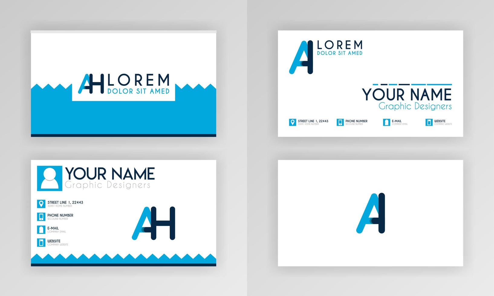 Blue Business Card Template. Simple Identity Card Design With Alphabet Logo And Slash Accent Decoration. For Corporate, Company, Professional, Business, Advertising, Public Relations, Brochure, Poster vector