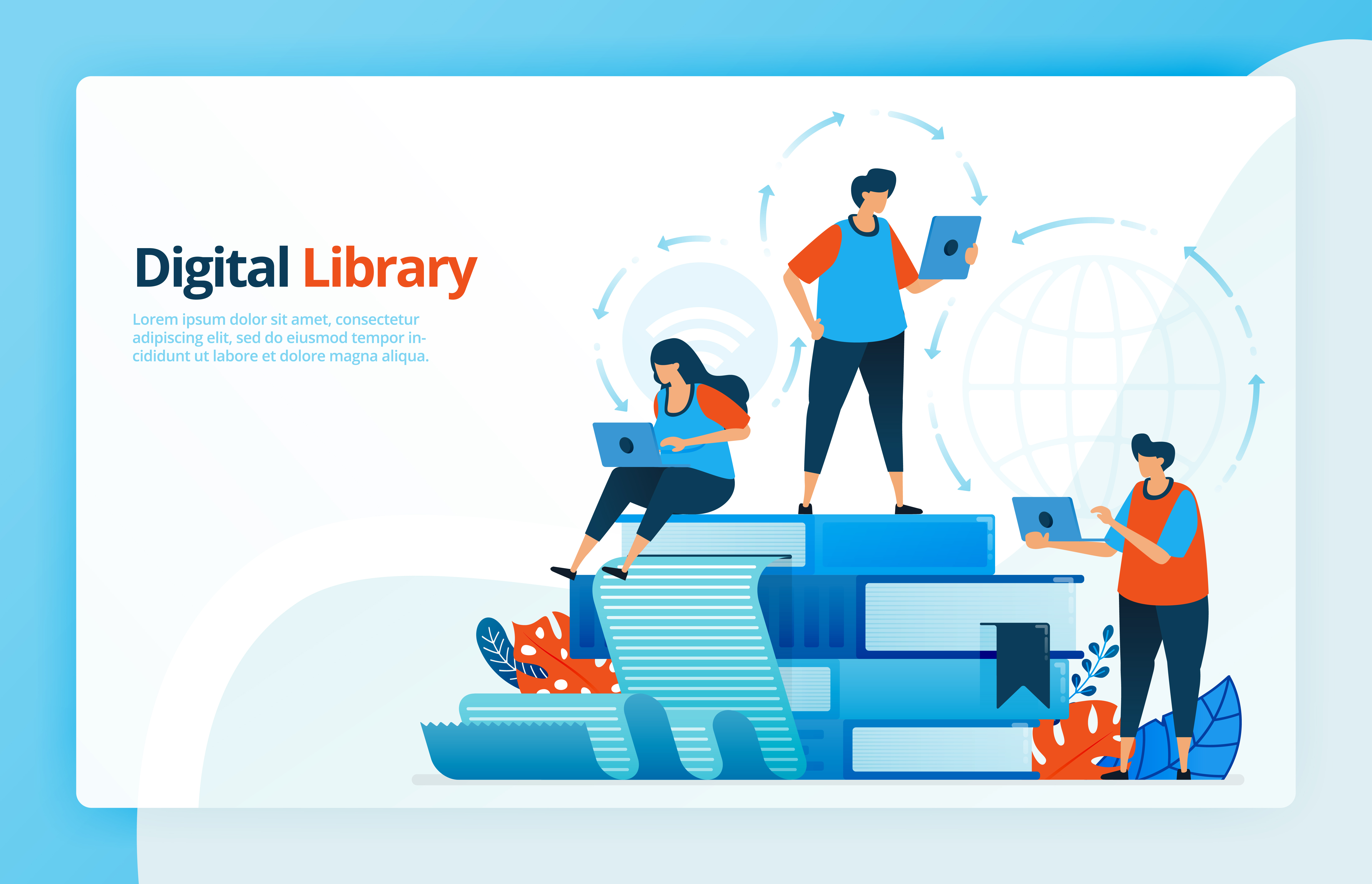 Vector illustration of activities from distance learning and digital