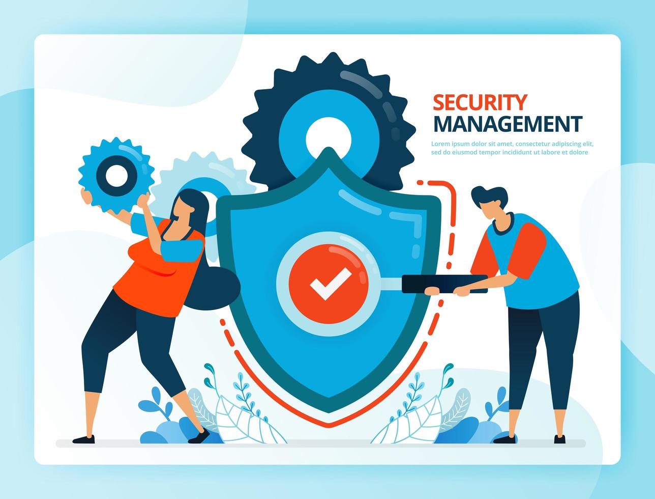 Vector illustration for security checks and prevention management. Human vector cartoon characters. Design for landing pages, web, website, web page, mobile apps, banner, flyer, brochure, poster