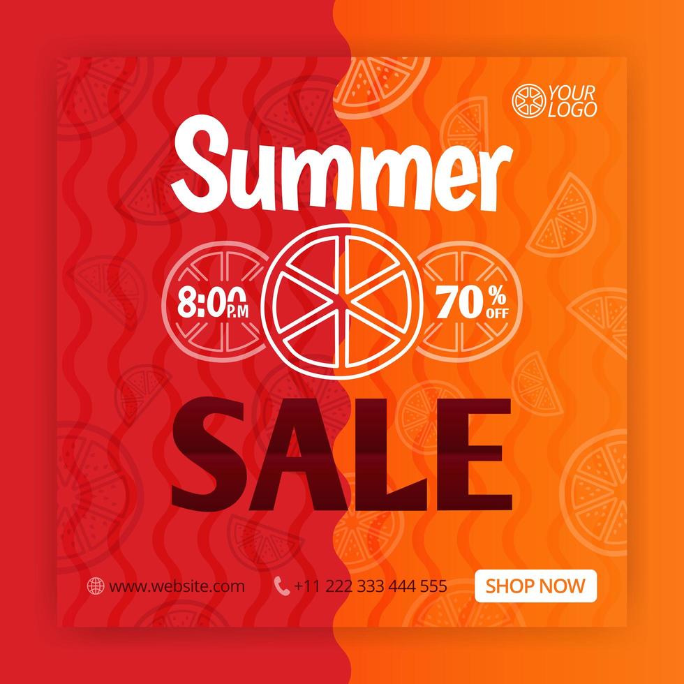 Summer sale social media post template. Promotional posters for summer. Can be used for online media, brochure, flyer, card, wall advertisement, poster, website media promotion, billboard, apps ads vector