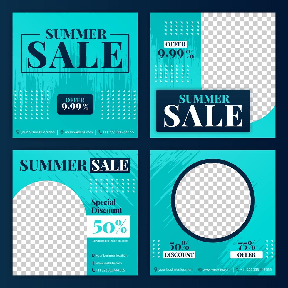 social media post for summer sale in June. new normal sale in summer season ads and promotions. social media marketing during a pandemic. the design can be used for website, post, stories and feed vector