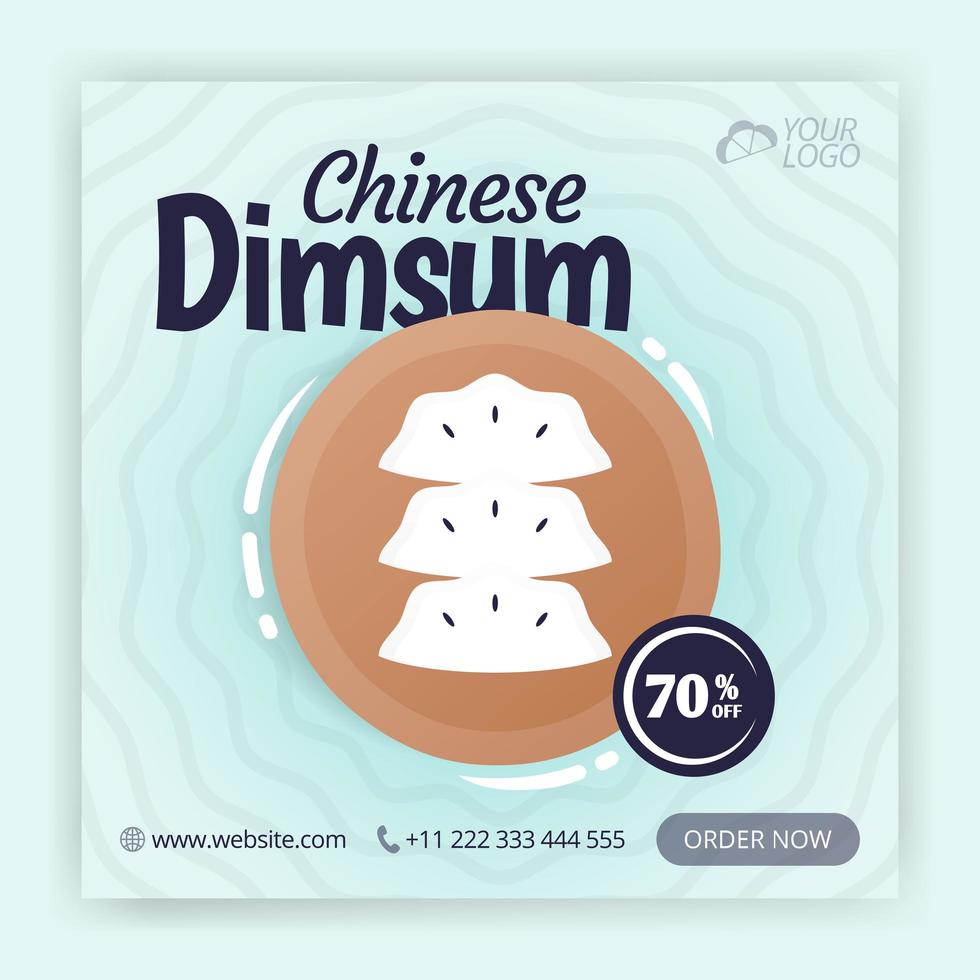 Chinese dim sum social media promotion poster. Simple food ads template. Can be used for online media, brochure, flyer, card, wall advertisement, poster, website media promotion, billboard, apps ads vector